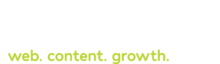 Croft Marketing Group Logo with white text and horizontal slogan with lime text on a transparent background