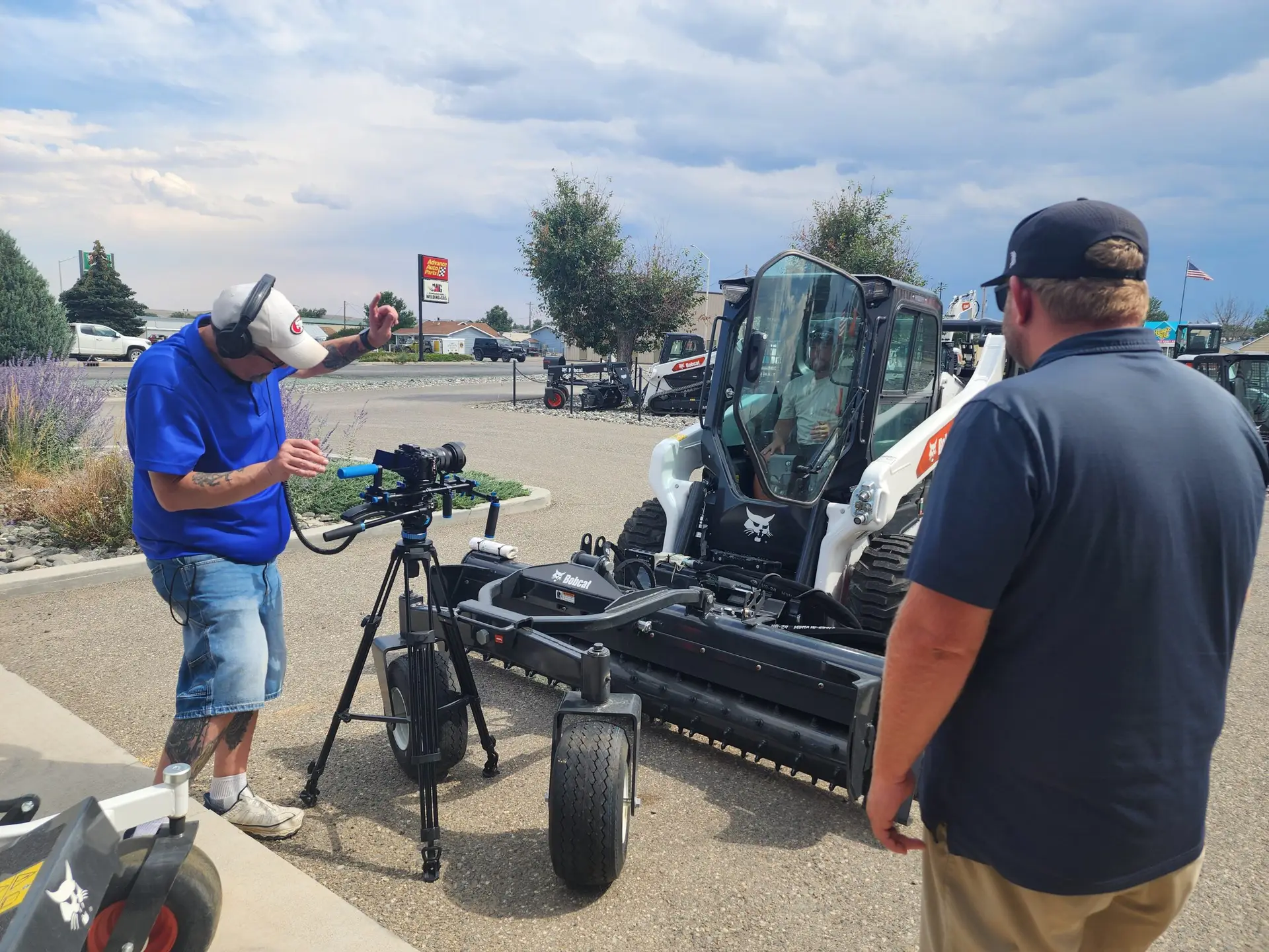 Ryno's Rentals, a client of Croft Marketing Group, shooting promotional video content of an operator inside their equipment