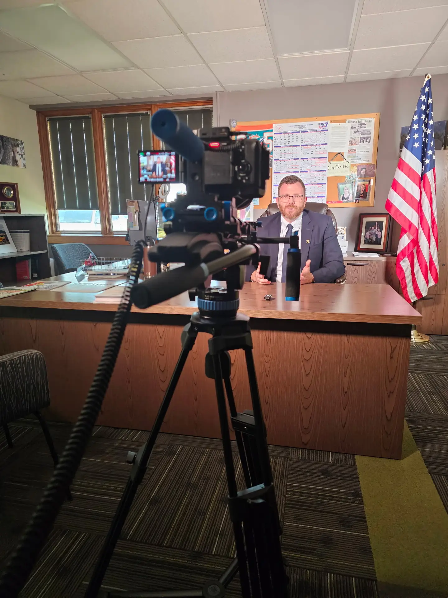 Croft Marketing Group team filming content for the admin at a local elementary school