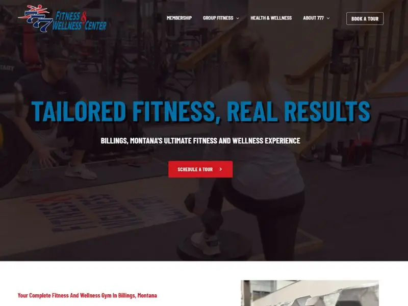 Homepage web design for 777 Fitness & Wellness Center, designed and built by CROFT