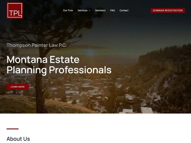 Homepage web design for Thompson Painter Law P.C., designed and built by CROFT