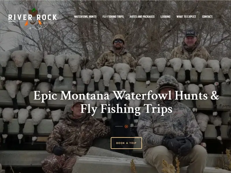 Homepage web design for River Rock Outfitters, designed and built by CROFT