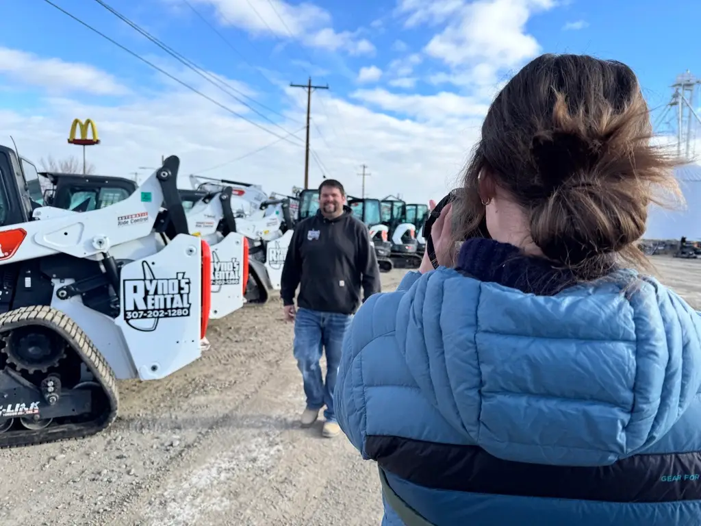 CROFT team members filming Casey from Ryno's Rental, a client of CROFT