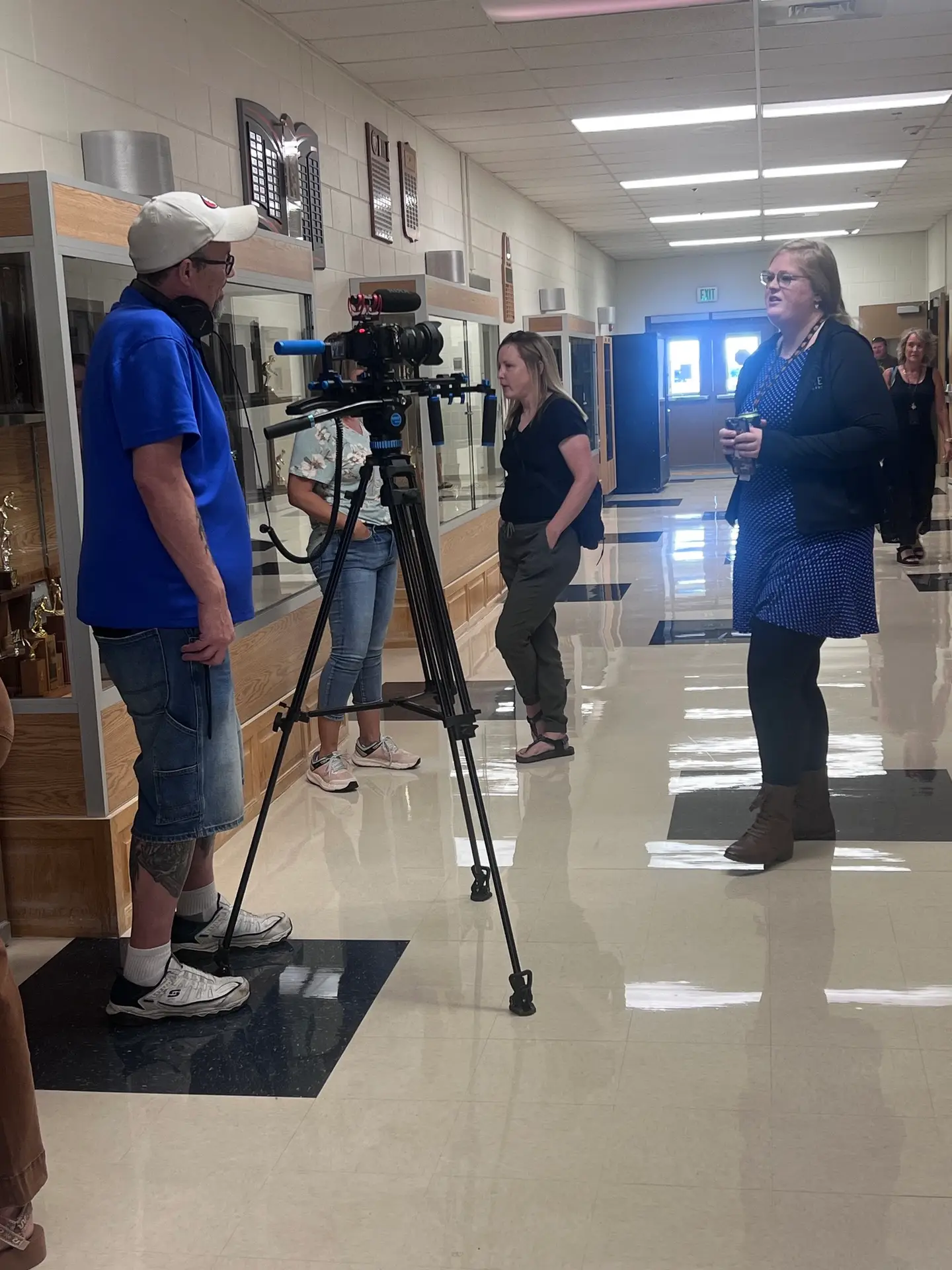 Mikel Wolf, videographer of CROFT, filming faculty at Park County School District #1
