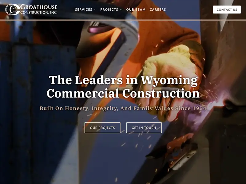 Homepage web design for Groathouse Construction, designed and built by CROFT