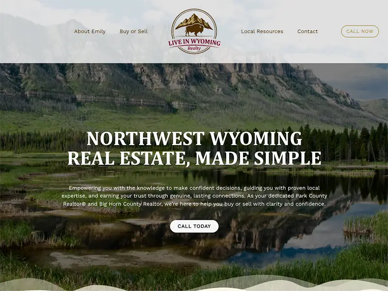 Homepage web design for Live in Wyoming Realty, designed and built by CROFT