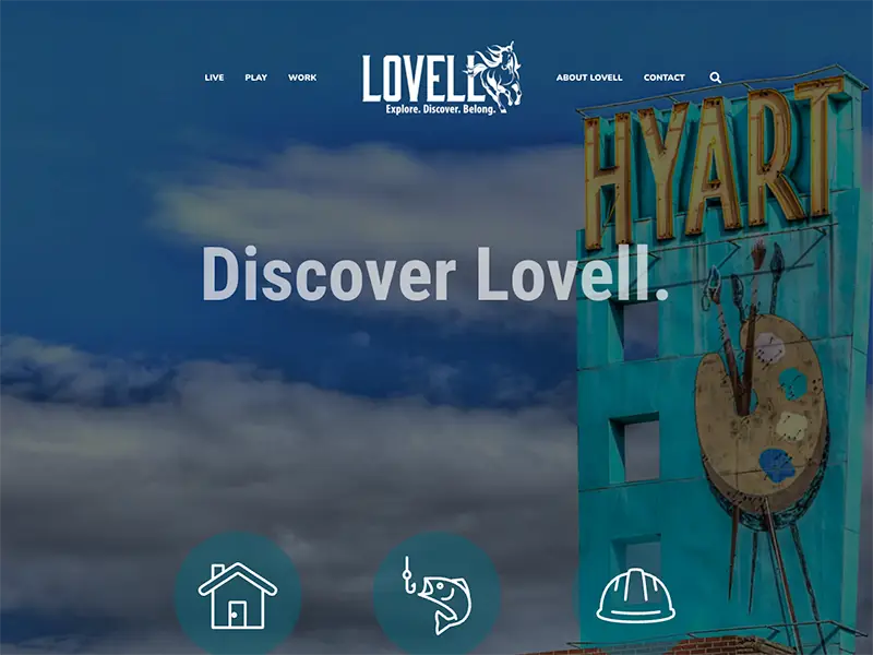 Homepage web design for Explore Lovell Wyoming of the Lovell Area Chamber of Commerce, designed and built by CROFT