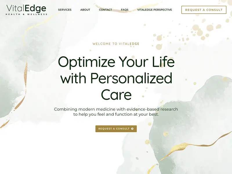 Homepage web design for Vital Edge Health & Wellness, designed and built by CROFT