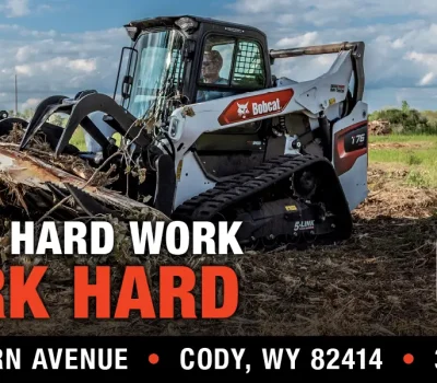 Billboard design for Bobcat of the Big Horn Basin, a client of CROFT, featuring Bobcat equipment being used by an operator and contact information
