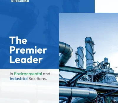 The cover of a brochure book designed for PBI International, a client of CROFT, featuring their environmental and industrial solutions